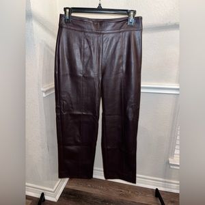 Straight crop faux leather pant